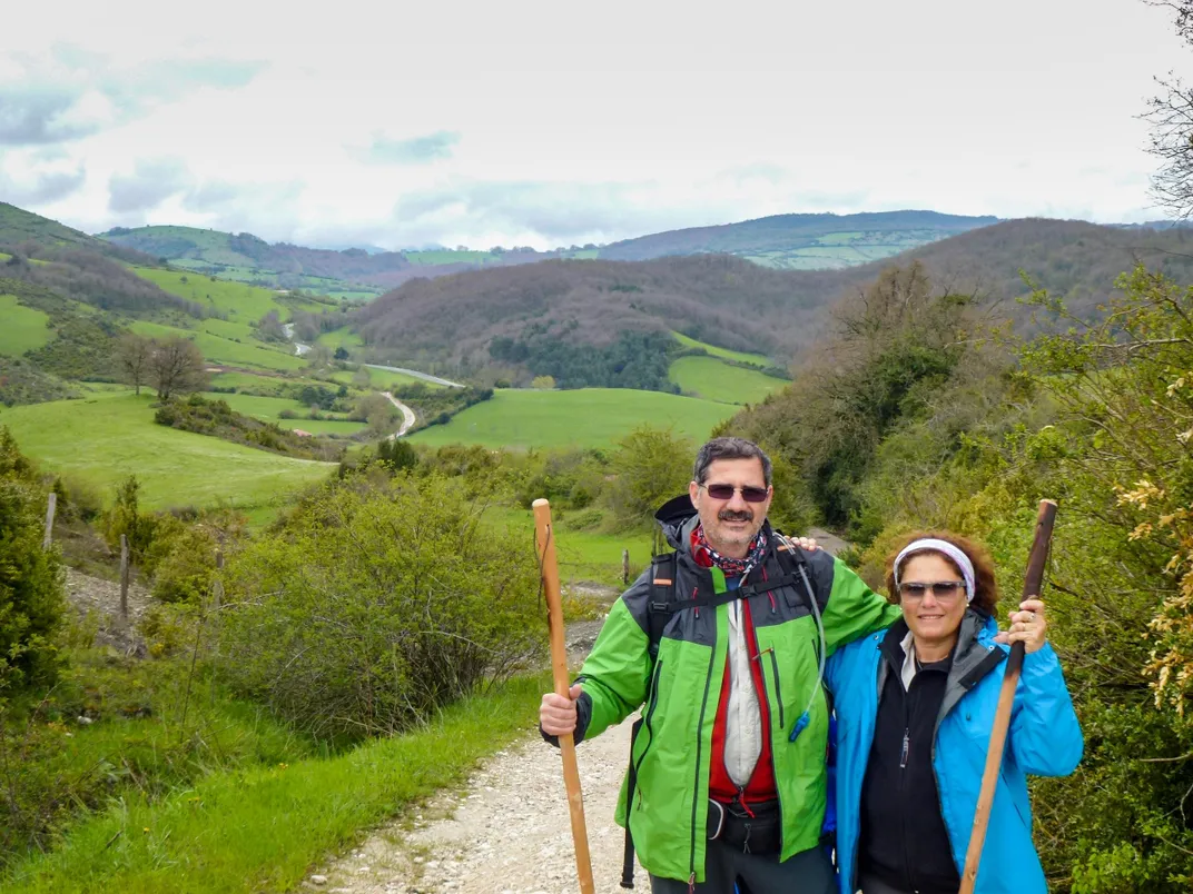 Travelers along the Camino de Santiago