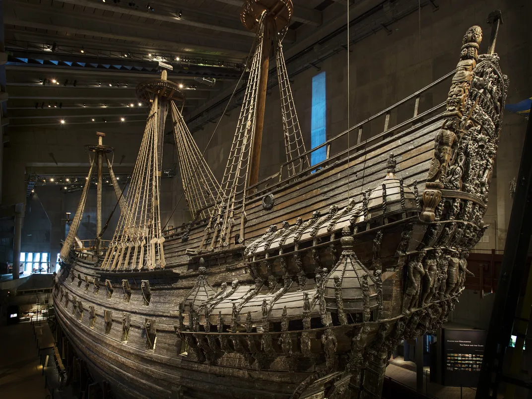 The warship on view at the Vasa Museum in Stockholm, Sweden