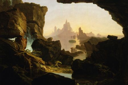 To 17th-century scholars, it made perfect sense that fossils on mountain sides and deep in the ground had been left there in the wake of the biblical flood (above The Subsiding of the Waters of the Deluge by Thomas Cole, 1829). 