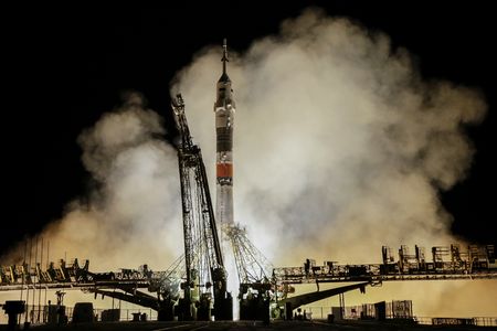 A Soyuz TMA-17M spacecraft lifts off from a launch pad at the Baikonur Cosmodrome on July 23, 2015.