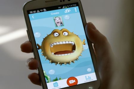 The default cartoon alter-ego mimics your facial expressions in real time messages to your friends.
