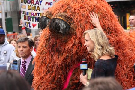 Mr. Snuffleupagus makes an appearance on Good Morning America in 2014
