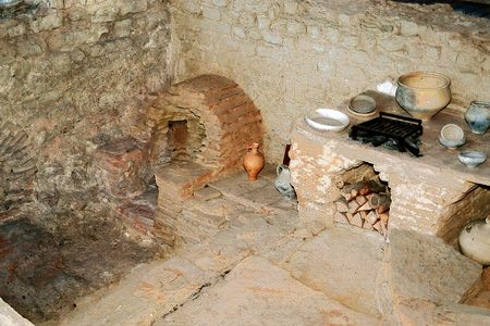 Kitchen with stove and oven of a Roman inn (Mansio) at the Roman villa of Bad Neuenahr-Ahrweiler, Germany