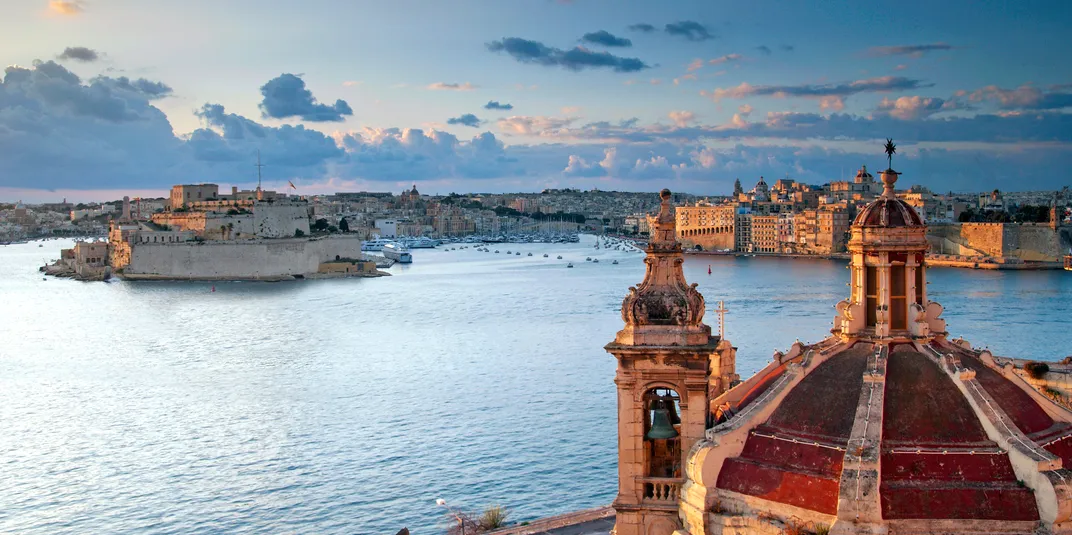 View of Birgu and Fort St. Angelo from Valletta, Malta