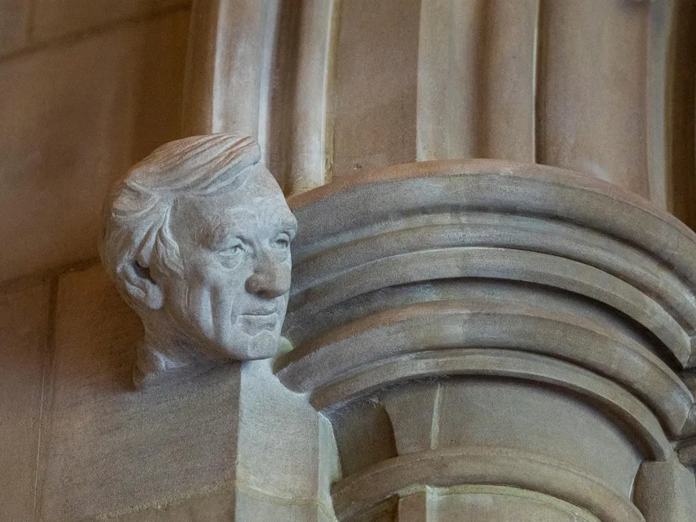 Carving of Elie Wiesel at Washington National Cathedral