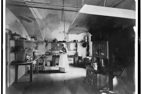 The White House kitchen in the 1890s.