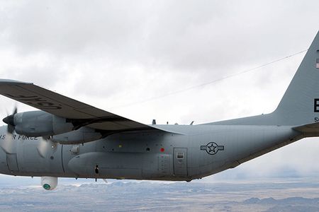 A C-130 carrying an Advanced Tactical Laser.