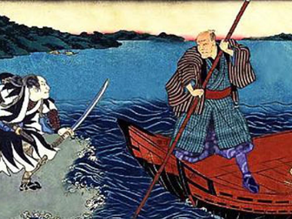 Tsukahara Bokuden sur le lac Biwa