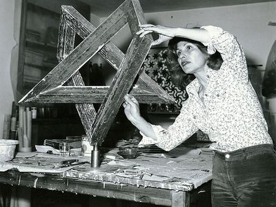 Monir in her studio in 1975