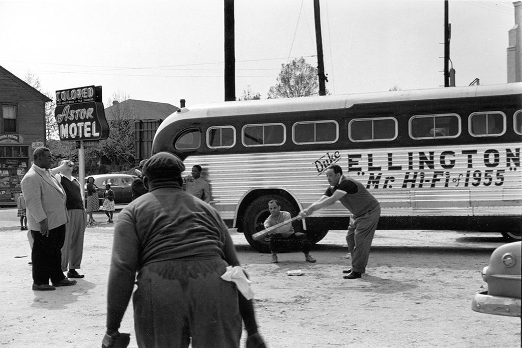 Duke Ellington and band members playing baseball