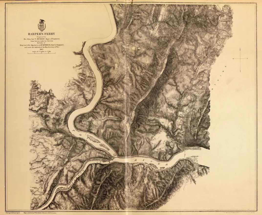 Civil War map of Harper's Ferry, West Virginia