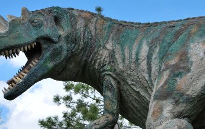 What would life be like if dinosaurs such as this Ceratosaurus (at Ogden, Utah's Eccles Dinosaur Park) suddenly returned?