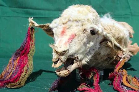 The llamas were preserved through natural mummification, leaving their colorful decorations intact.