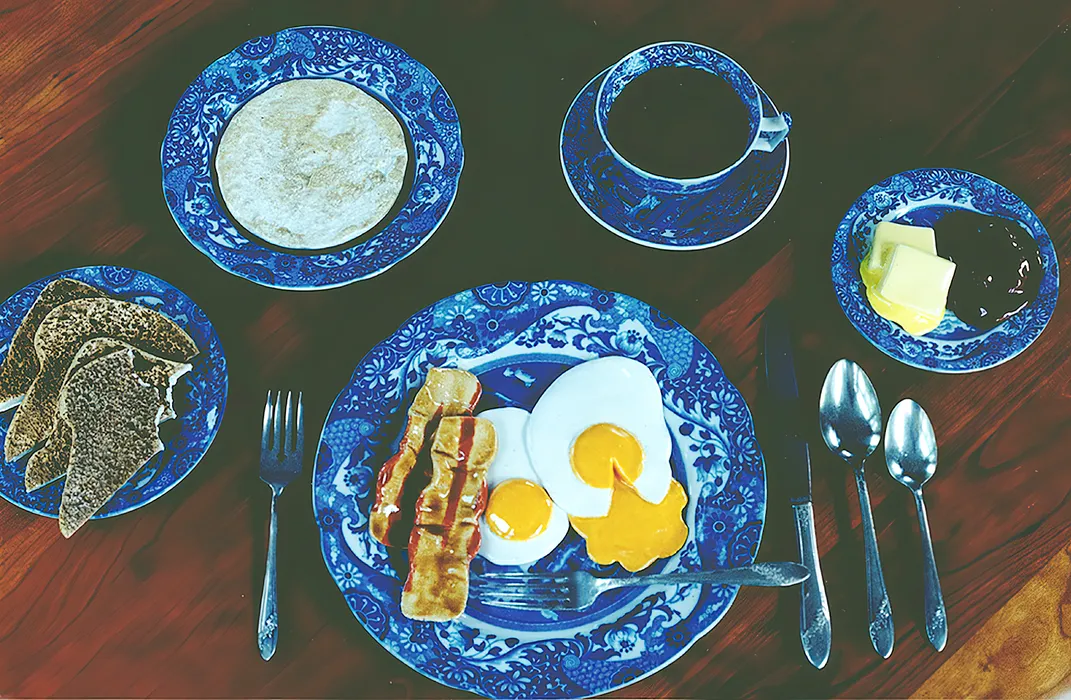 A 1991 depiction of Leland Jr.'s last breakfast by ceramics artist David Gilhooly