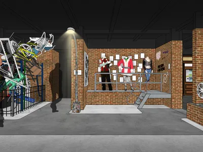 A rendering of a section of the museum focused on&nbsp;Rent, which immerses visitors in the East Village