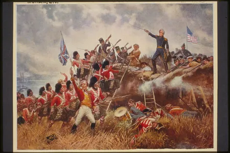 The Battle of New Orleans, as painted by E. Percy Moran, showing Andrew Jackson emerge victorious over the British