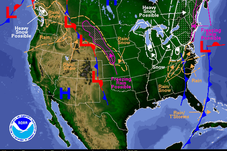 NOAA weather map for Tuesday, March 14, 2017