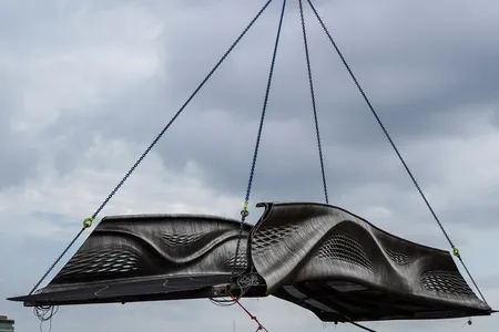 Four robots printed the steel structure in just six months.