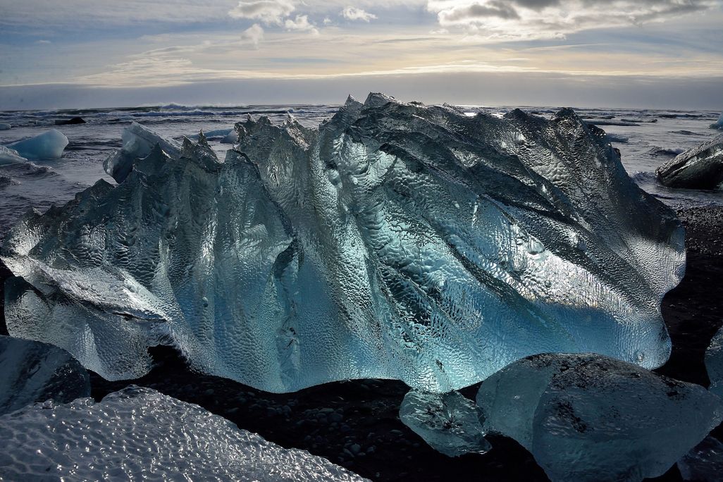 Ice calving off a glacier