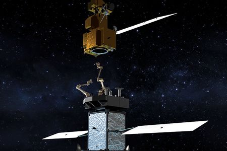 An artist's impression of the Restore-L craft, a space-based refueling station that will give new life to old satellites.