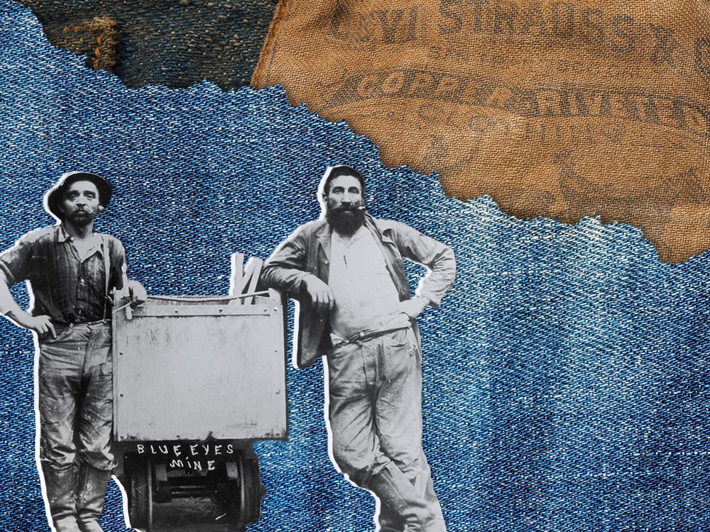 Miners in front of a denim background