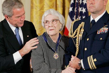 Harper Lee in 2007, accepting the Presidential Medal of Freedom