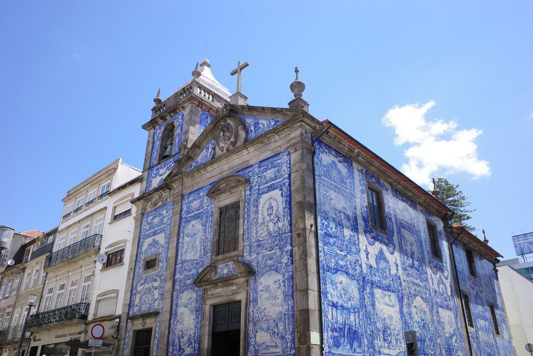 Tile work on a church in Porto