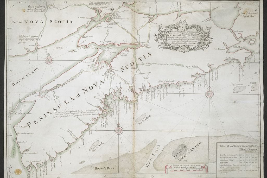 Map of Nova Scotia made in 1755 by provincial chief surveyor Charles Morris