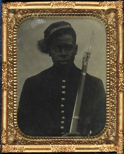 Daguerreotype of unknown black Civil War soldier