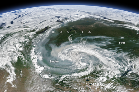 Climate change-induced heatwaves trigger Arctic wildfires, which then release carbon dioxide and pollutants into the atmosphere