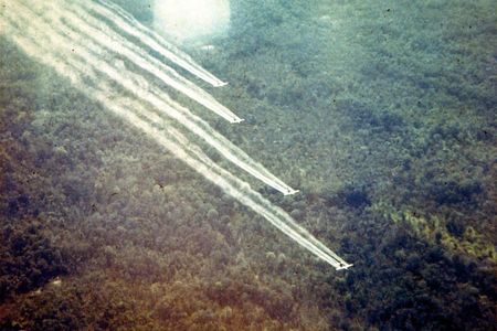 UC-123B aircraft on a defoliant run, part of Operation Ranch Hand during the Vietnam war.