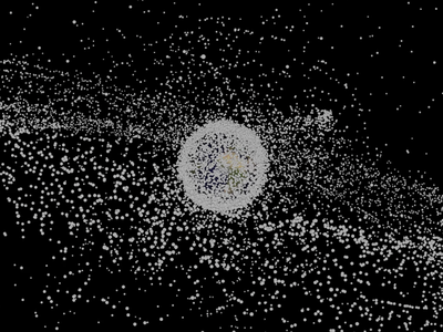 A map of some of the space junk surrounding the Earth.
