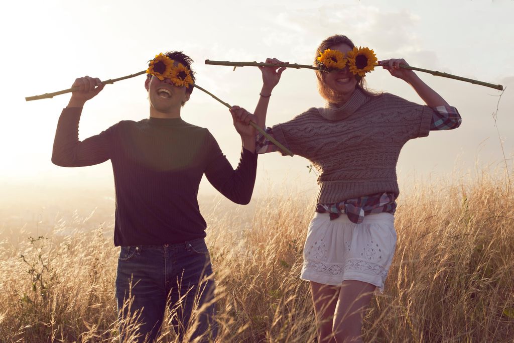 man woman flowers