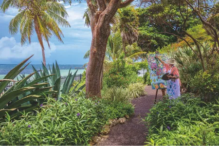 An artist paints what inspires them from the Key West coastline in the Florida Keys