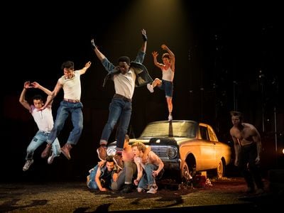 The cast of The Outsiders during the musical&#39;s world premiere at the La Jolla Playhouse in San Diego earlier this year