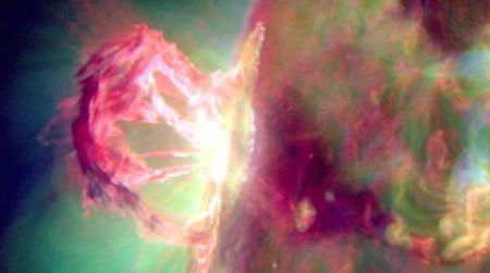 Monday's solar eruption at its peak moment