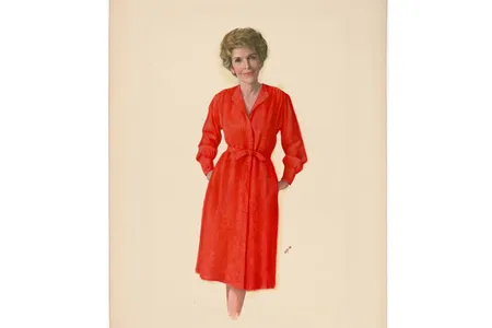 Nancy Reagan by Aaron Shikler, essence of oil on paper, 1984–85. 
