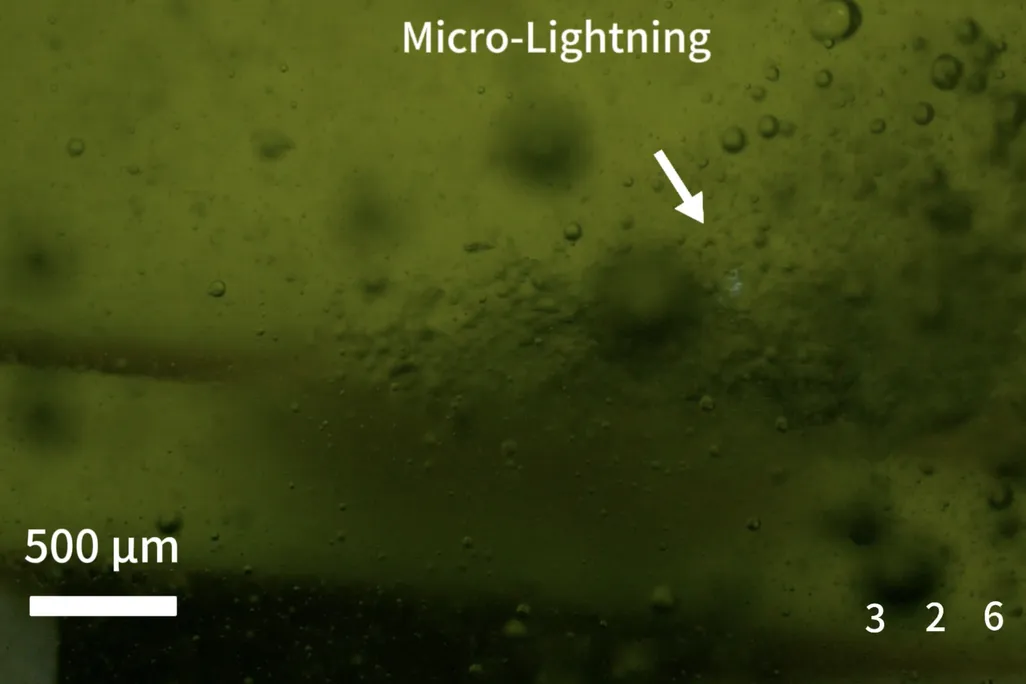 bubbles in water with a small spark