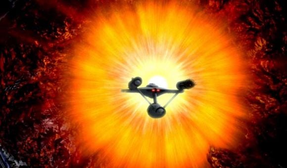 The Doomsday Machine, a cone-shaped planet destroyer, from Star Trek: The Original Series (1966). (Image courtesy of CBS Television Studios)