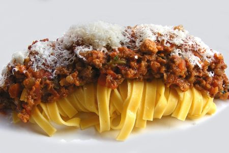 Tagliatelle with meat sauce, an iconic Italian dish.
