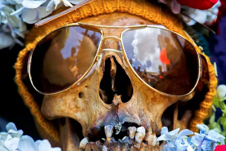 A skull at Bolivia's Fiesta de las Ñatitas.