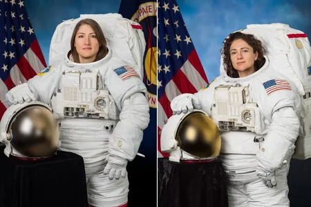 NASA astronauts Christina Koch (left) and Jessica Meir (right).