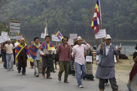 Tibetan protesters in Nepal. 