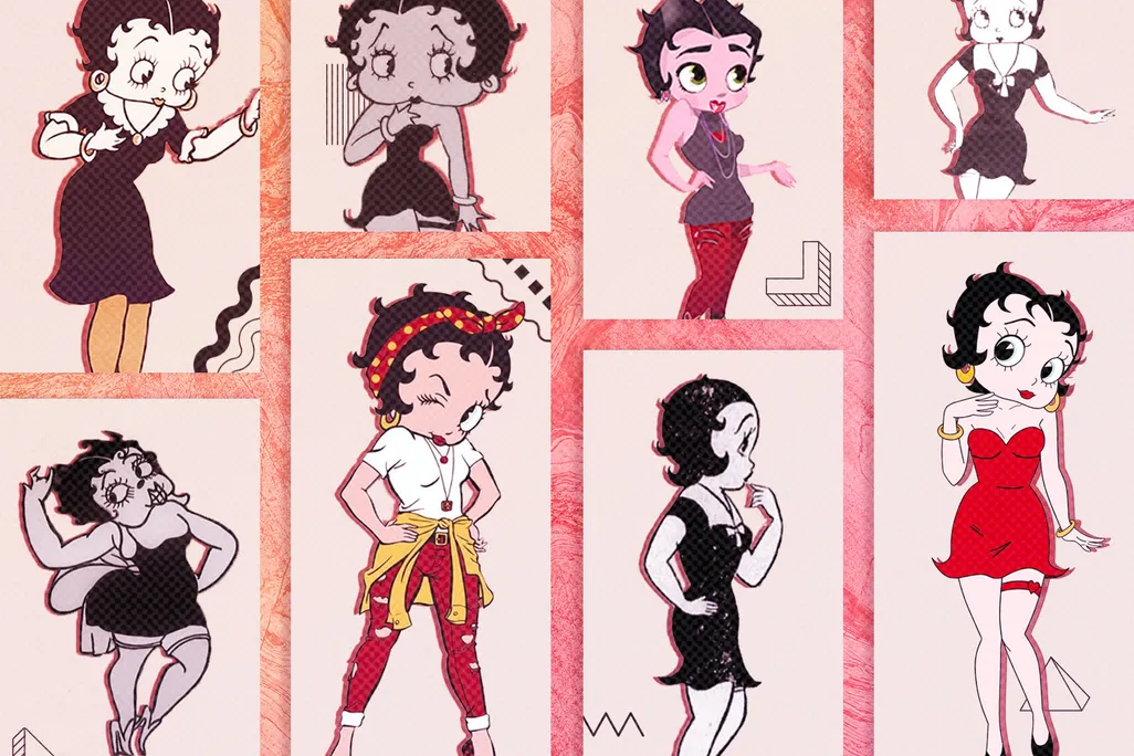 Illustration of Betty Boop's different looks over the years