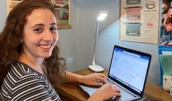 As a virtual intern with the National Museum of American History, Samara Angel, works on coordinating a meeting for her professional learning projects in Experience Design. (National Museum of American History)