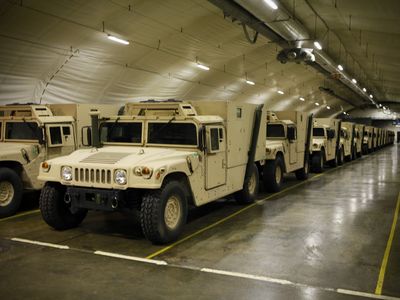 Humvees stored inside the Frigaard Cave in central Norway