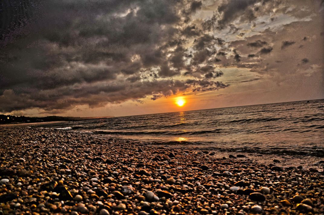 Sunset In Wading River Ny Long Island Sound With A Rapidly Approaching Thunderstorm 8852