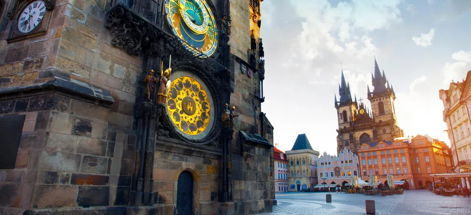  Prague's astronomical clock near the main square 