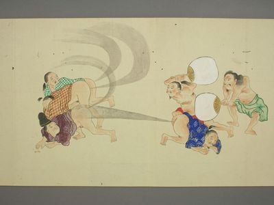 Part of the centuries old depiction from the Japanese art scroll  He-Gassen 