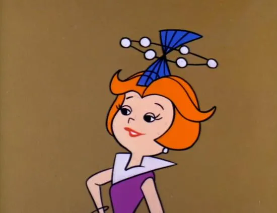 Jane Jetsons shows off her new hat, which she calls “Venus Off the Face” (1962)